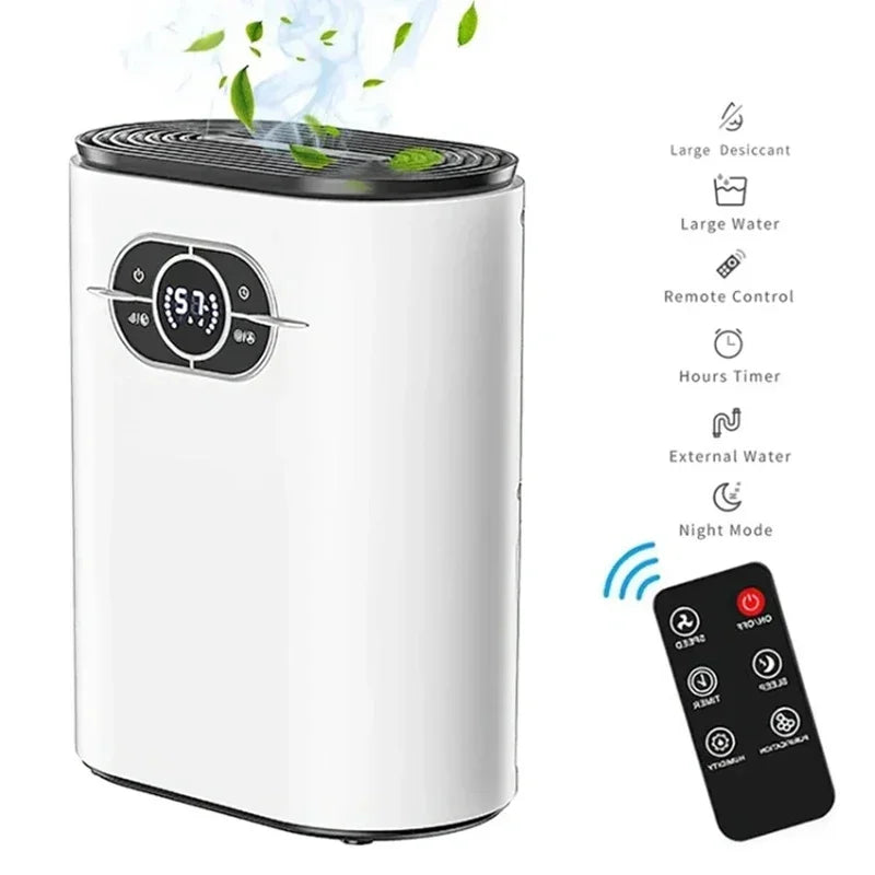 1.2L Household Dehumidifier Moisture Absorbent Desktop Air Dryer Drying Machine Electric Absorber Bedroom Kitchen LED Display