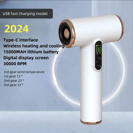 2024 Hot Selling Wireless Hair Dryer 30000 Rpm High-Speed Dry Cold Warm Wind Children's Home Dormitory Travel USB Charging Hair